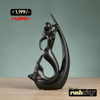 Abstract mermaid and dolphin sculpture modern marine decor