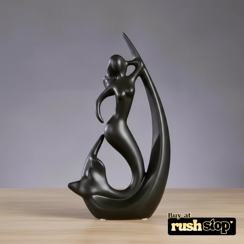 Abstract mermaid and dolphin sculpture modern marine decor