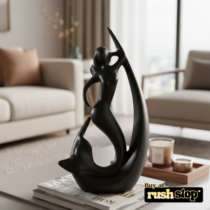 Abstract mermaid and dolphin sculpture modern marine decor