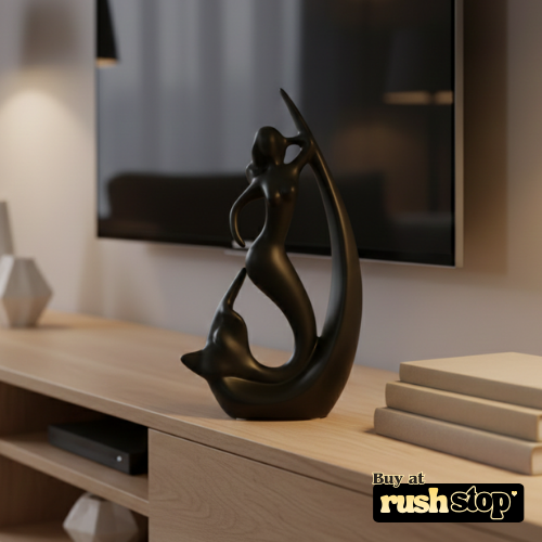 Abstract mermaid and dolphin sculpture modern marine decor