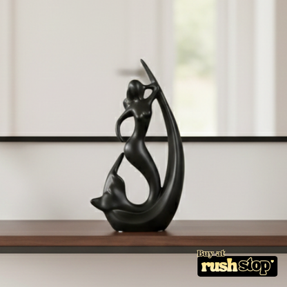 Abstract mermaid and dolphin sculpture modern marine decor