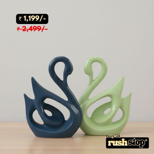 Contemporary ceramic swan pair modern home decor