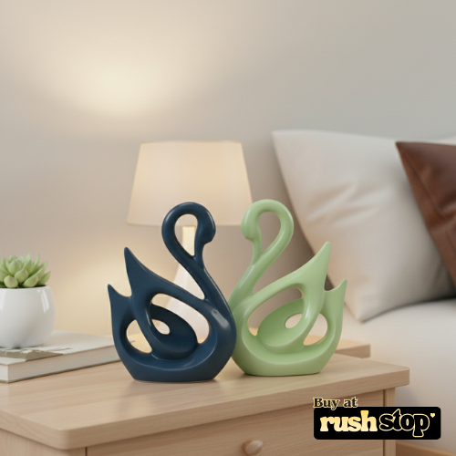 Contemporary ceramic swan pair modern home decor