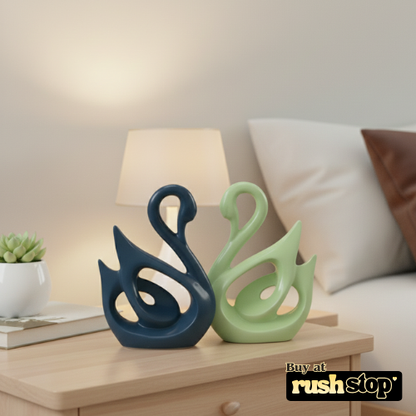 Contemporary ceramic swan pair modern home decor
