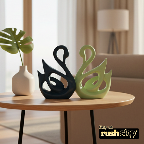 Contemporary ceramic swan pair modern home decor