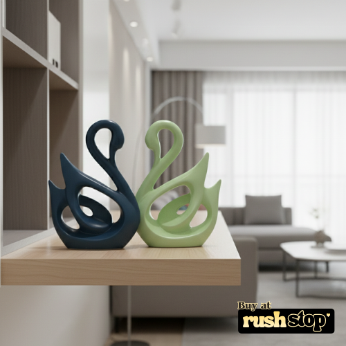 Contemporary ceramic swan pair modern home decor
