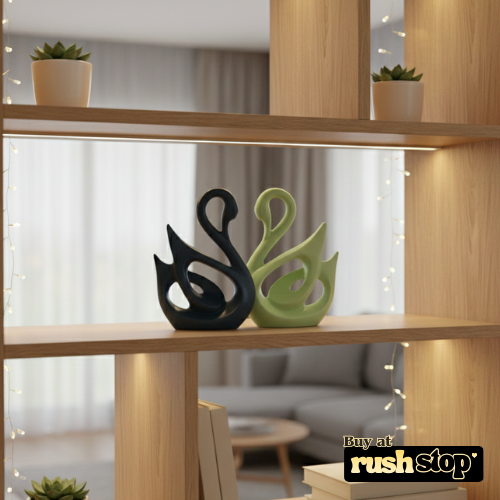 Contemporary ceramic swan pair modern home decor