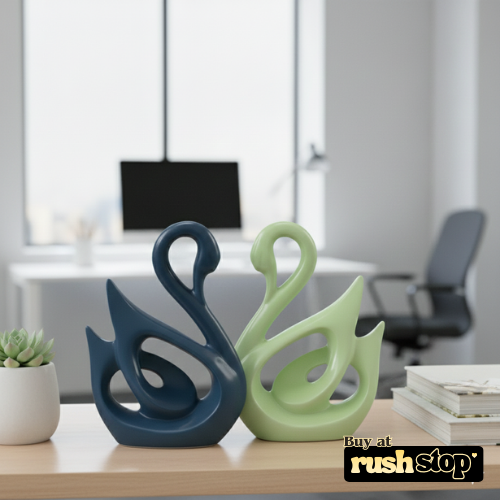 Contemporary ceramic swan pair modern home decor
