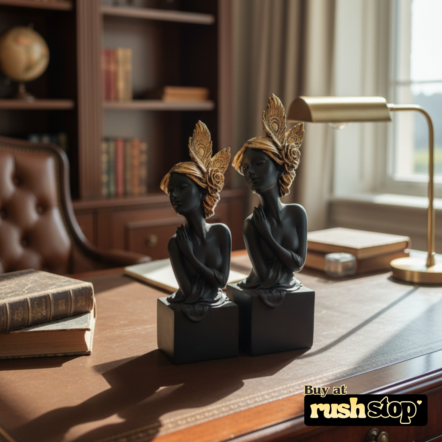 Handcrafted gray and golden fairy resin sculpture, premium resin decor India, modern resin figurine – Rush Stop, free shipping home decor India.