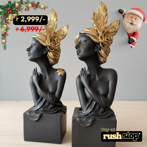 Decorative Gray and Golden Fairy Statue