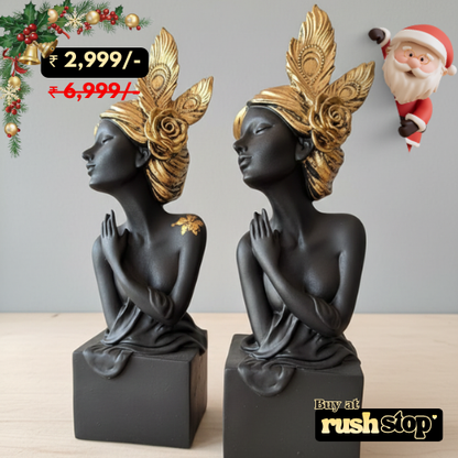 Decorative Gray and Golden Fairy Statue