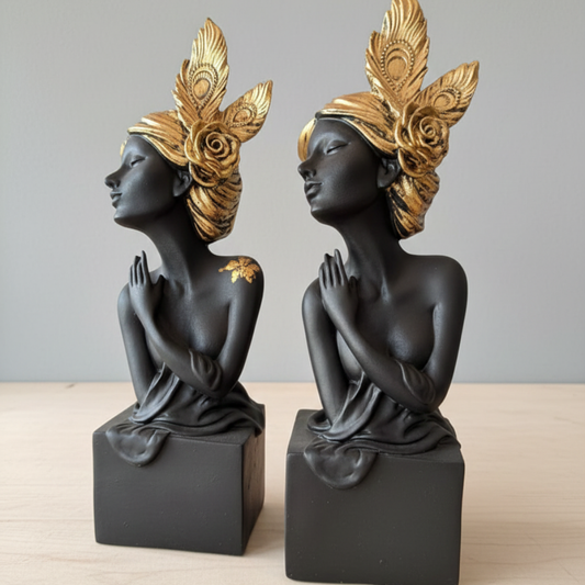 Decorative Gray and Golden Fairy Statue