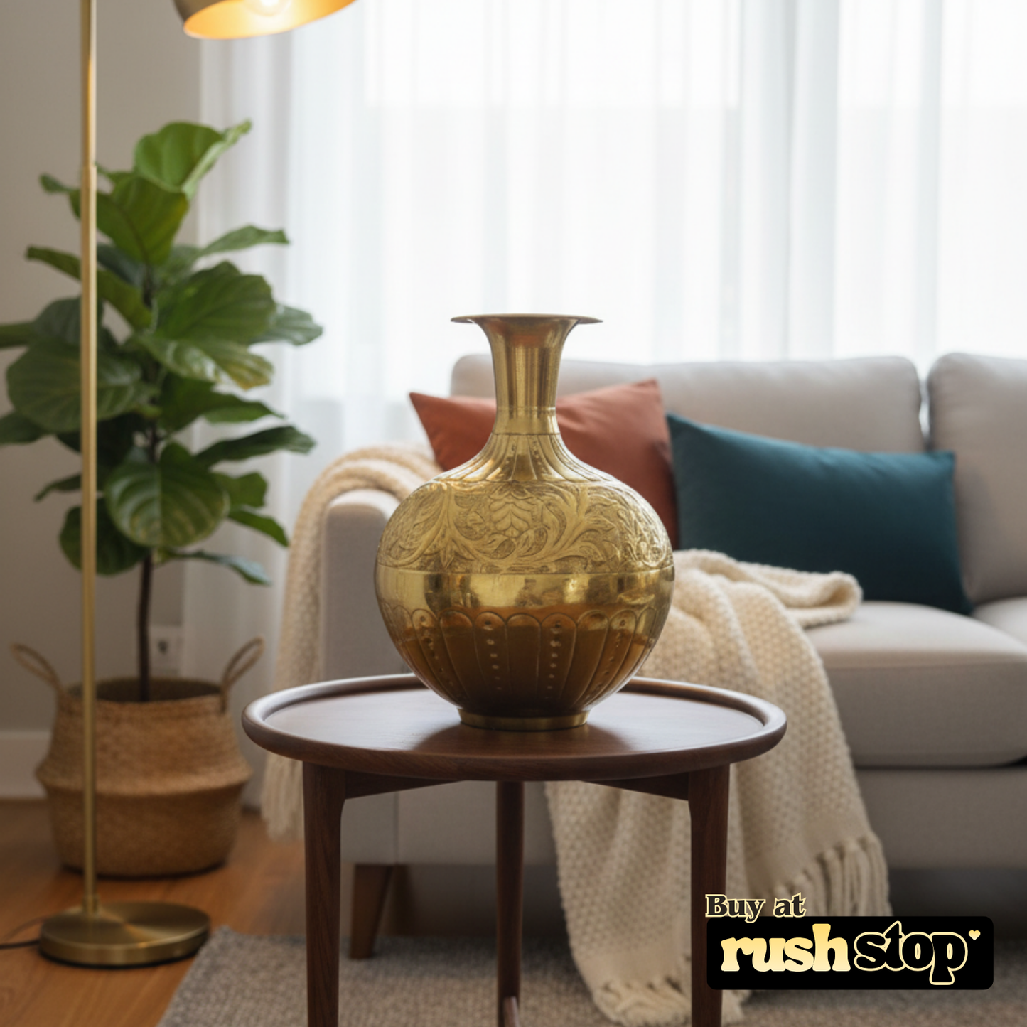Premium brass decorative vase, handcrafted decor India, designer resin sculpture – Rush Stop, free shipping home decor India.