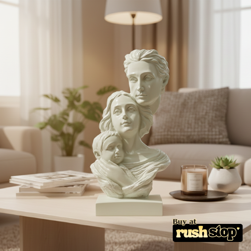 Handcrafted family sculpture mother father child figurine