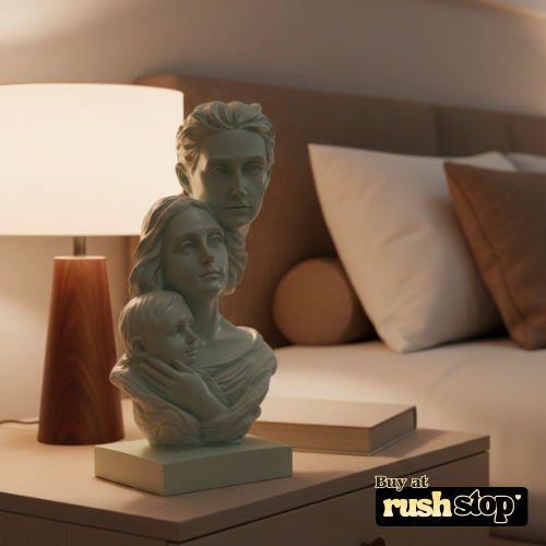 Handcrafted family sculpture mother father child figurine