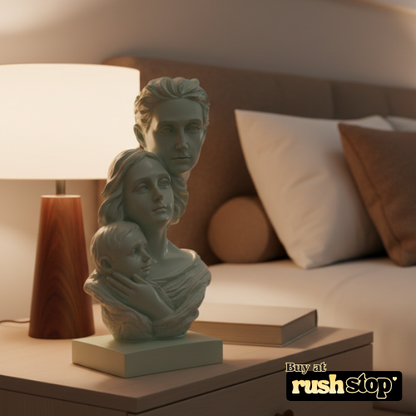 Handcrafted family sculpture mother father child figurine