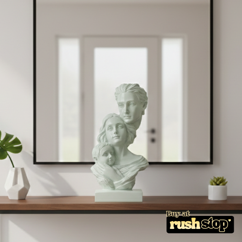 Handcrafted family sculpture mother father child figurine