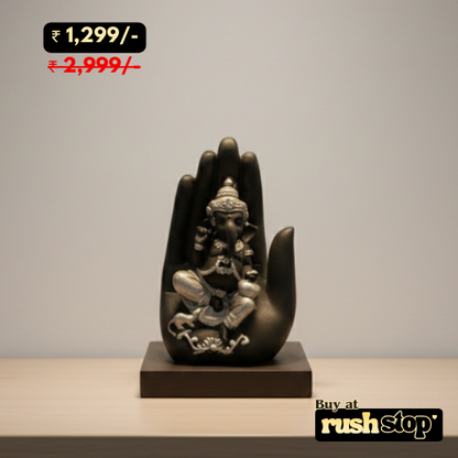Contemporary Blessing Ganesha Idol in Hand Sculpture Stand