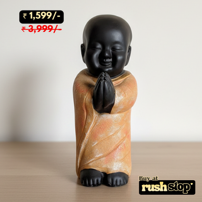 Charming  Baby Budha Monk Resin Statue