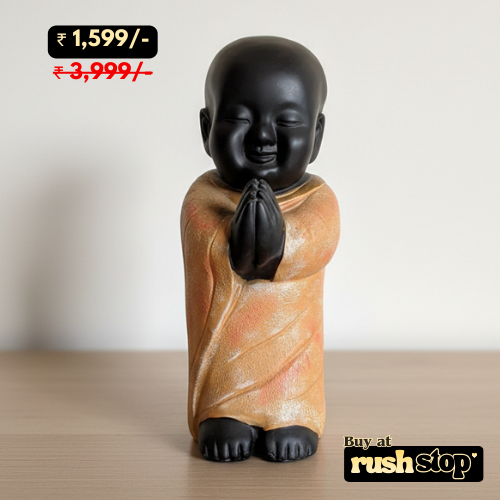 Charming  Baby Budha Monk Resin Statue