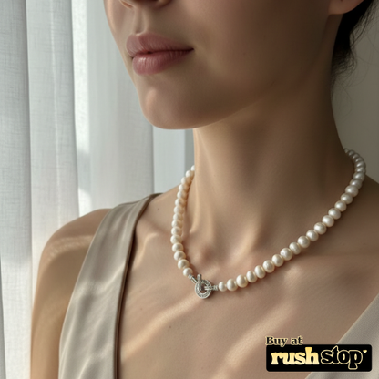 Freshwater Pearl Necklace with Crystal Clasp