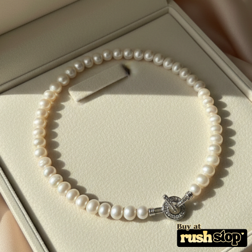 Freshwater Pearl Necklace with Crystal Clasp
