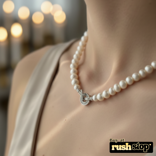 Freshwater Pearl Necklace with Crystal Clasp