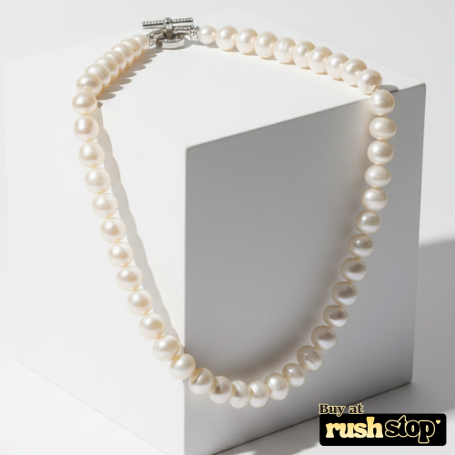 Freshwater Pearl Necklace with Crystal Clasp