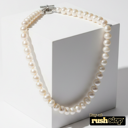 Freshwater Pearl Necklace with Crystal Clasp