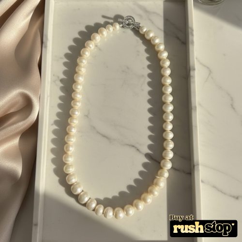 Freshwater Pearl Necklace with Crystal Clasp