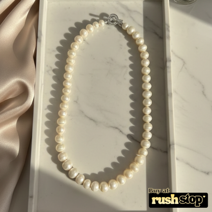 Freshwater Pearl Necklace with Crystal Clasp