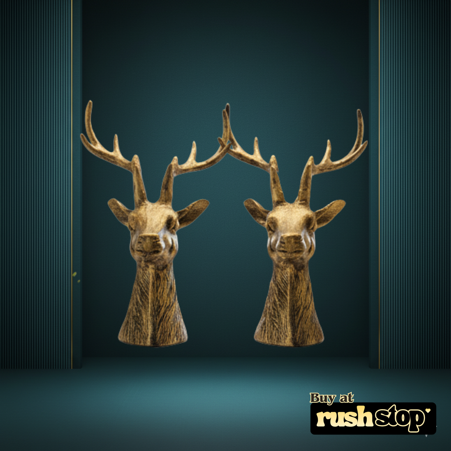 Gharnish deer showpiece, designer resin sculpture, handcrafted decor India, premium resin decor India – Rush Stop, free shipping home decor India.