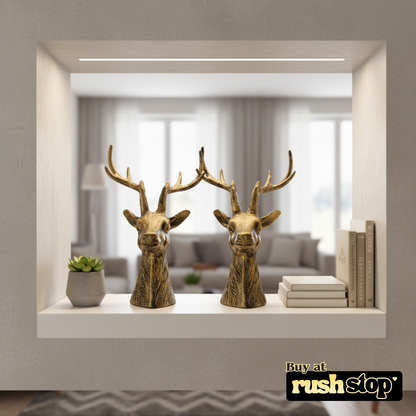 Gharnish deer showpiece, designer resin sculpture, handcrafted decor India, premium resin decor India – Rush Stop, free shipping home decor India.