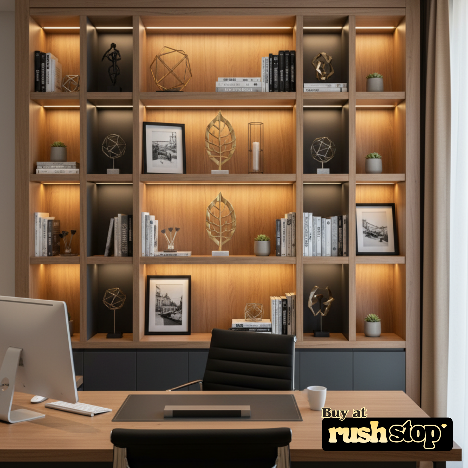 Golden aluminium decorative leaf, designer resin sculpture, handcrafted decor India, premium resin decor India – Rush Stop, free shipping home decor India.