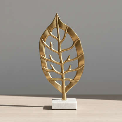 Golden Aluminium Decorative Leaf Sculpture