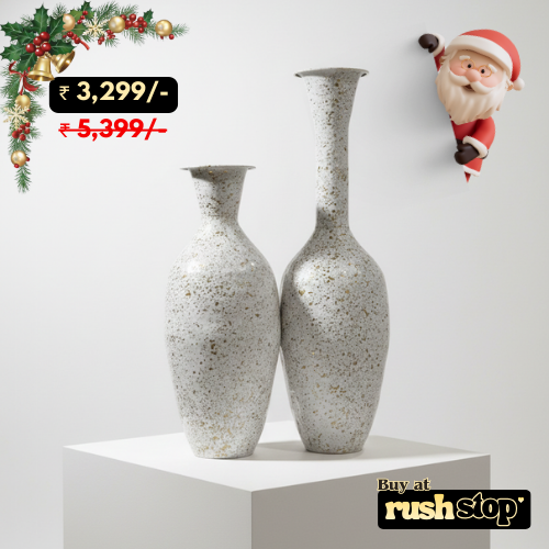 White and Gold Speckle Decorative Vases (Set of 2)