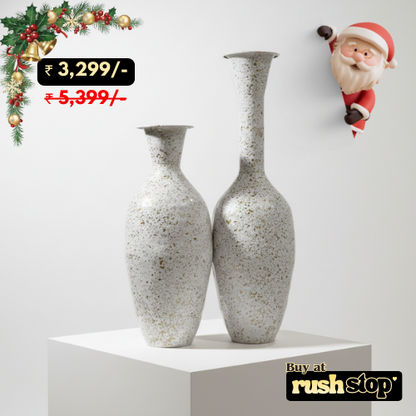 White and Gold Speckle Decorative Vases (Set of 2)