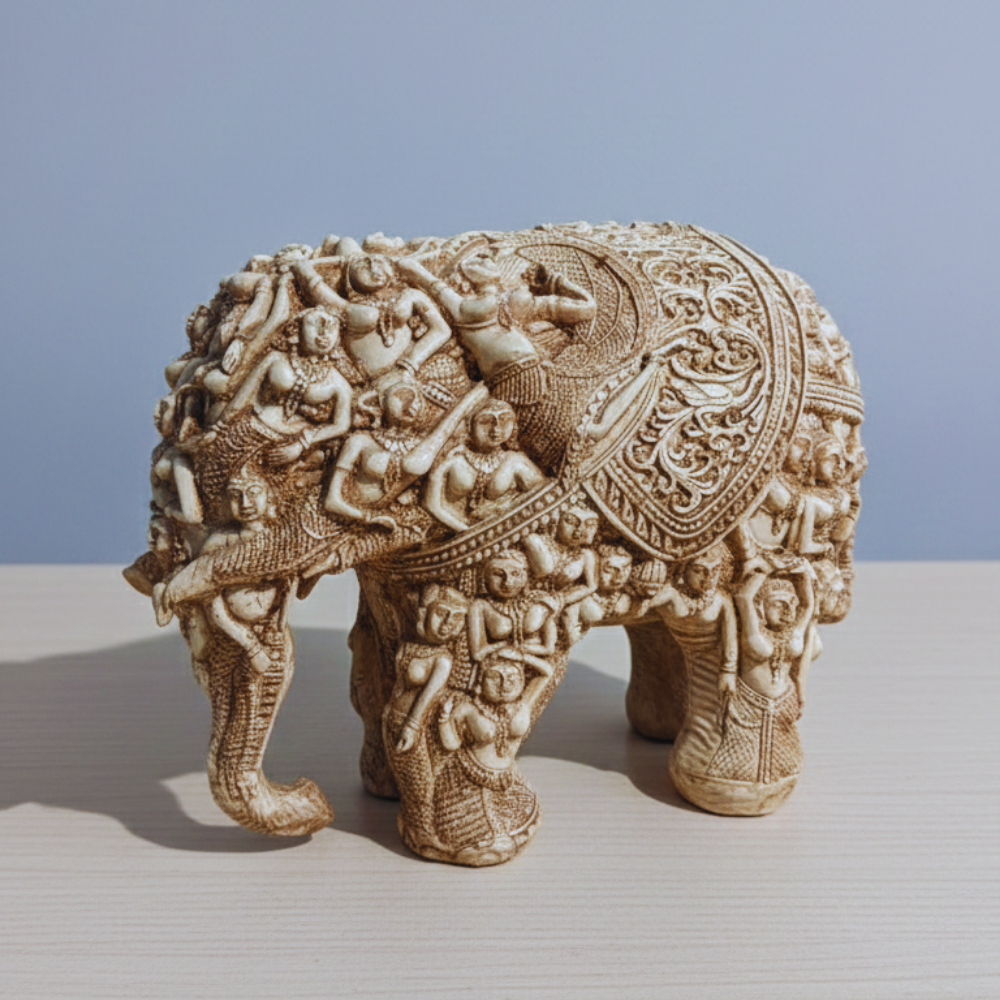 Handcarved Composite Elephant Idol Showpiece