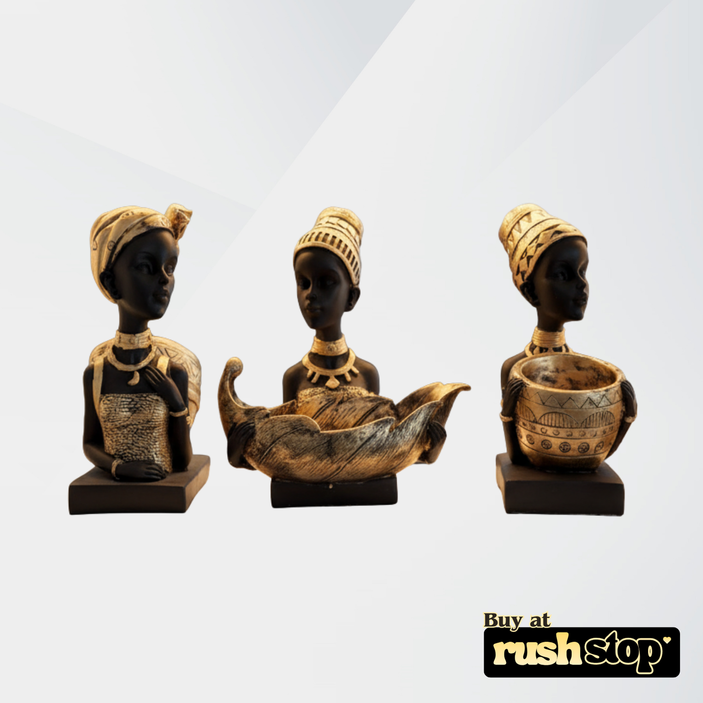 African Lady decorative sculpture, luxury resin figurine, handcrafted decor India – Rush Stop, free shipping home decor India.