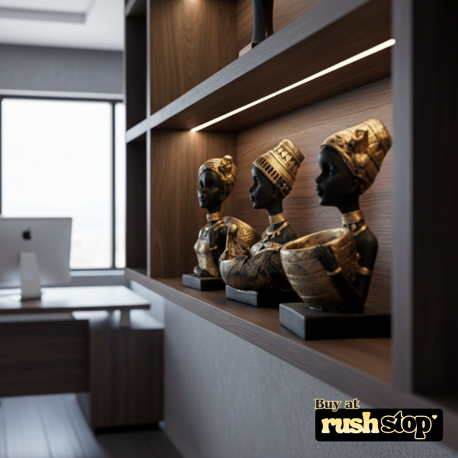 African Lady decorative sculpture, luxury resin figurine, handcrafted decor India – Rush Stop, free shipping home decor India.