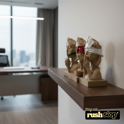 Handcrafted abstract three wise monkeys bust statue for modern home decor