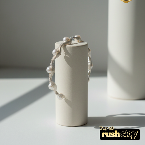 Handcrafted Silver Wire & Natural Freshwater Pearl Cuff Bracelet