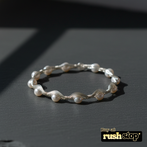 Handcrafted Silver Wire & Natural Freshwater Pearl Cuff Bracelet