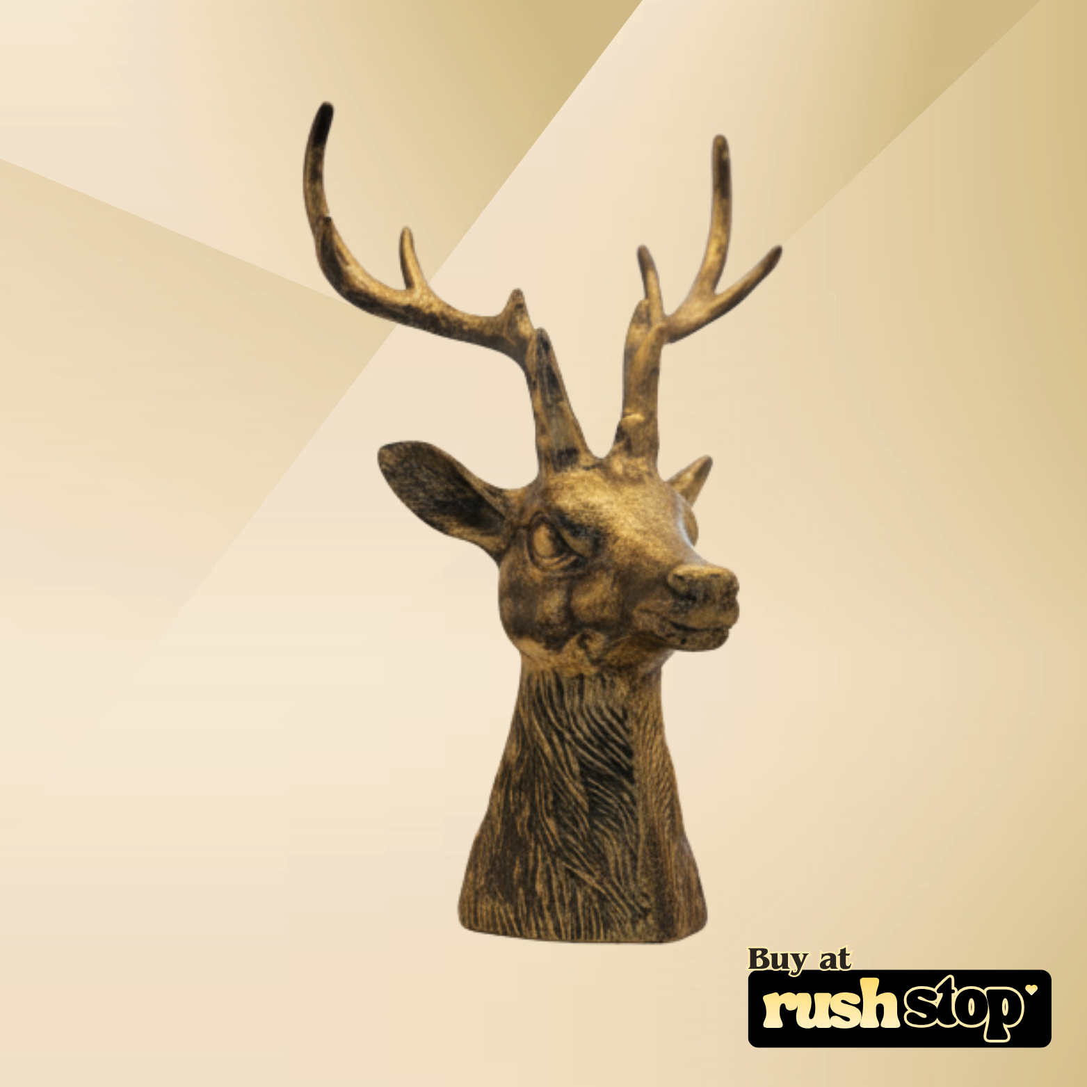 Homesake brass deer head, designer resin sculpture, handcrafted decor India – Rush Stop, free shipping home decor India.