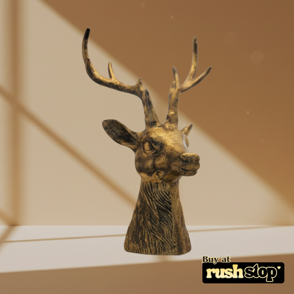 Homesake brass deer head, designer resin sculpture, handcrafted decor India – Rush Stop, free shipping home decor India.