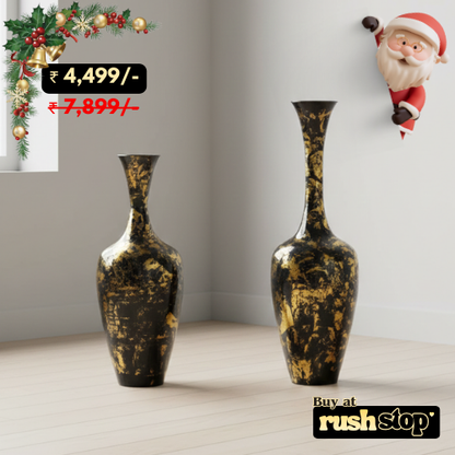 Imperial Noir & Gold Splatter Floor Vases