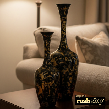 Imperial Noir & Gold Splatter Floor Vases