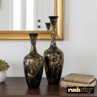 Imperial Noir & Gold Splatter Floor Vases