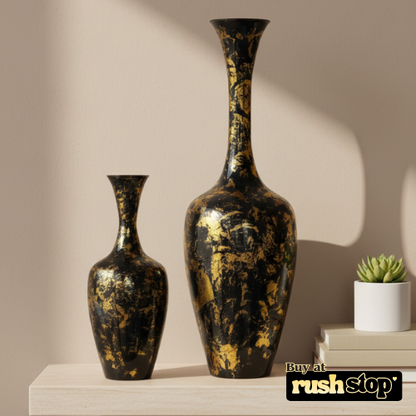 Imperial Noir & Gold Splatter Floor Vases