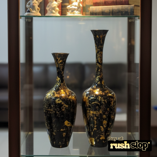 Imperial Noir & Gold Splatter Floor Vases